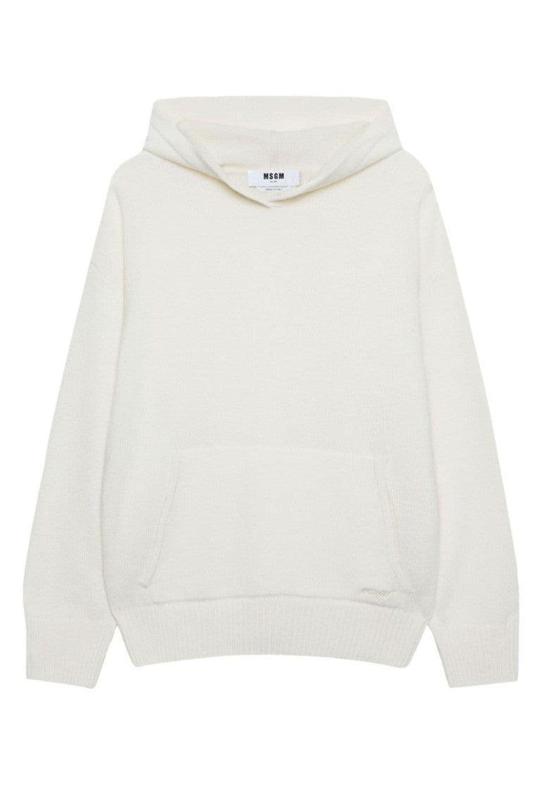 Msgm Wool-Cashmere Blend Hoodie With Cozy Fit And Practical Pocket
