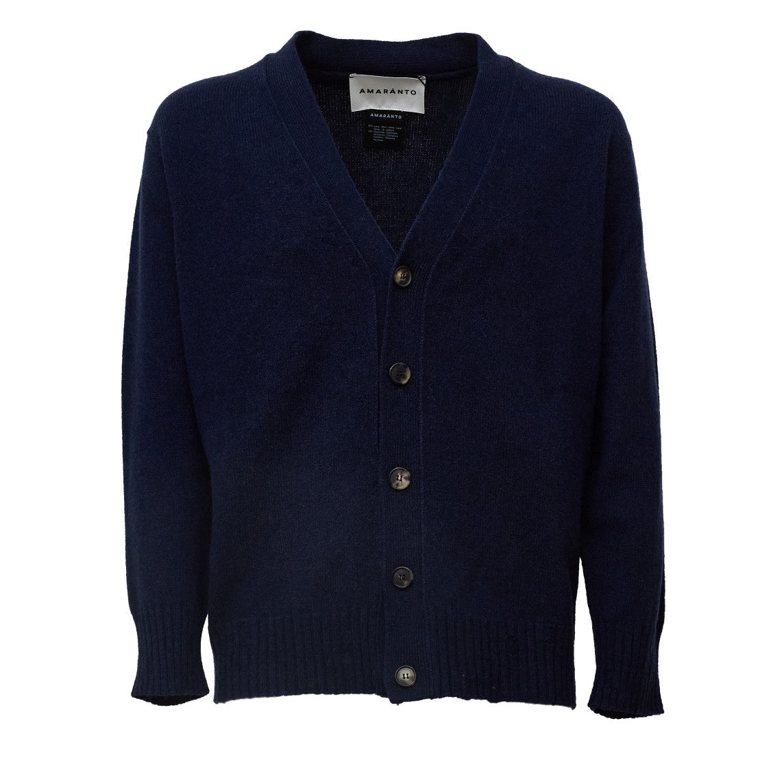 Amaranto V-Neck Oversized Cardigan With Distressed Detailing