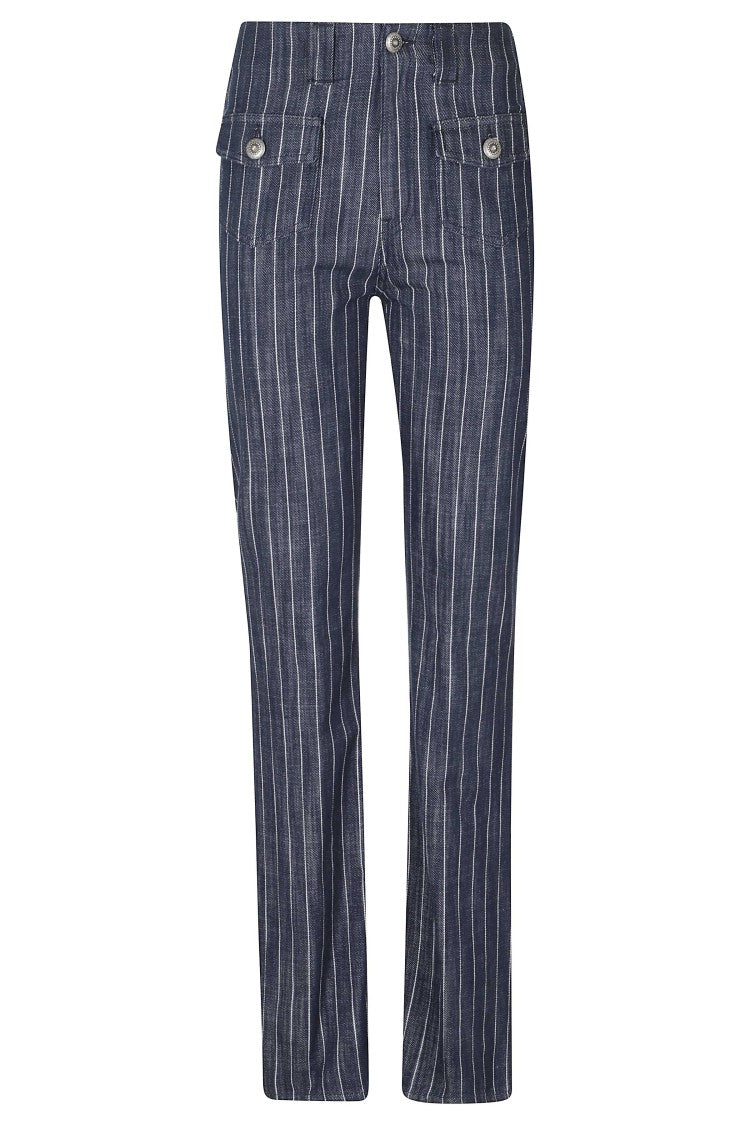 Dondup High-Waisted Flare Pants With Pinstripe Denim Effect