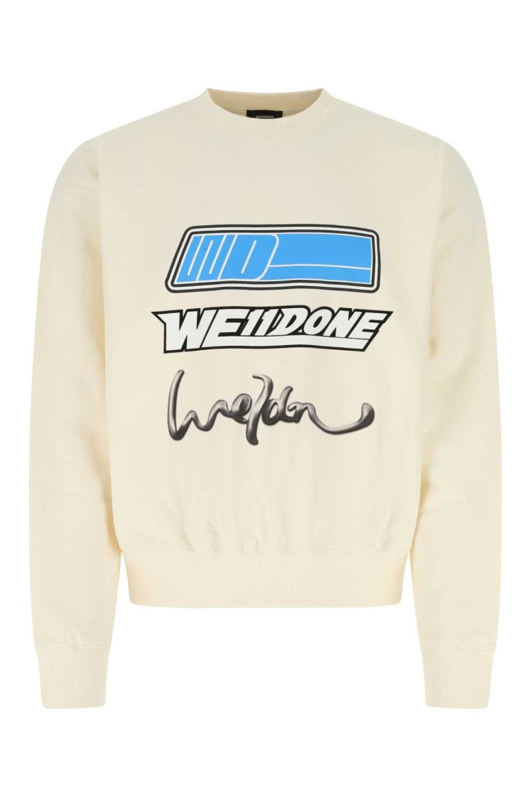 We11 Done Graphic-Print Cropped Sweatshirt In Cream