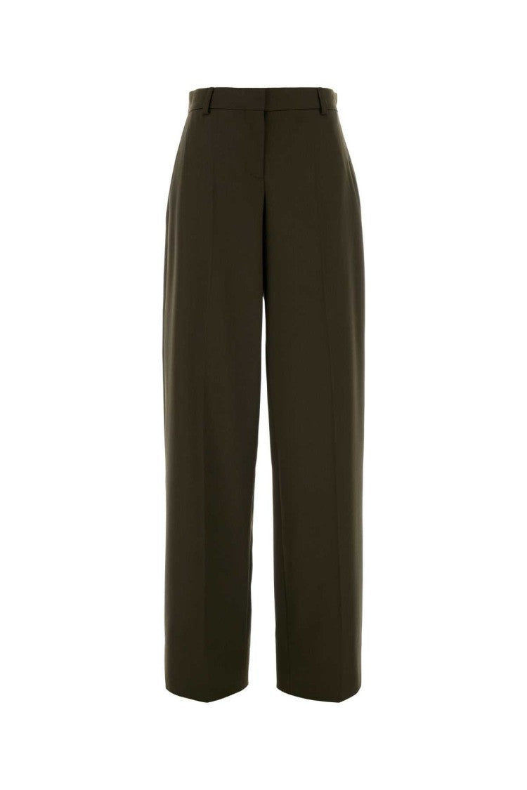 Stella Mccartney Bottle Green Wool Wide-Leg Pant