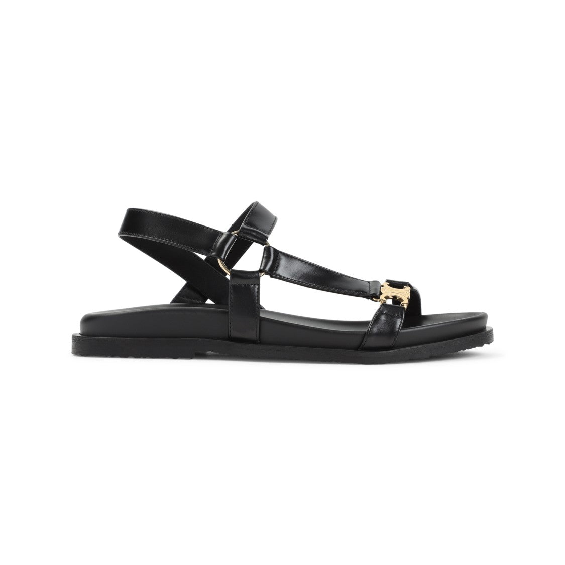 Celine Black Calfskin Triomphe Sandals