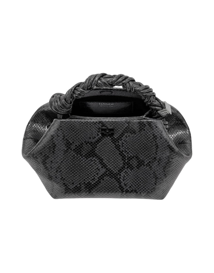 Ganni Structured Small Snake-Textured Bou Bag With Twisted Handle