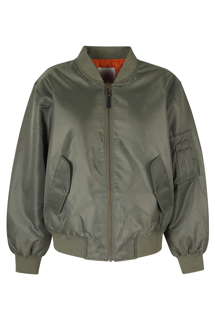 Anine Bing Leon V-Neck Ribbed Hem Bomber Jacket