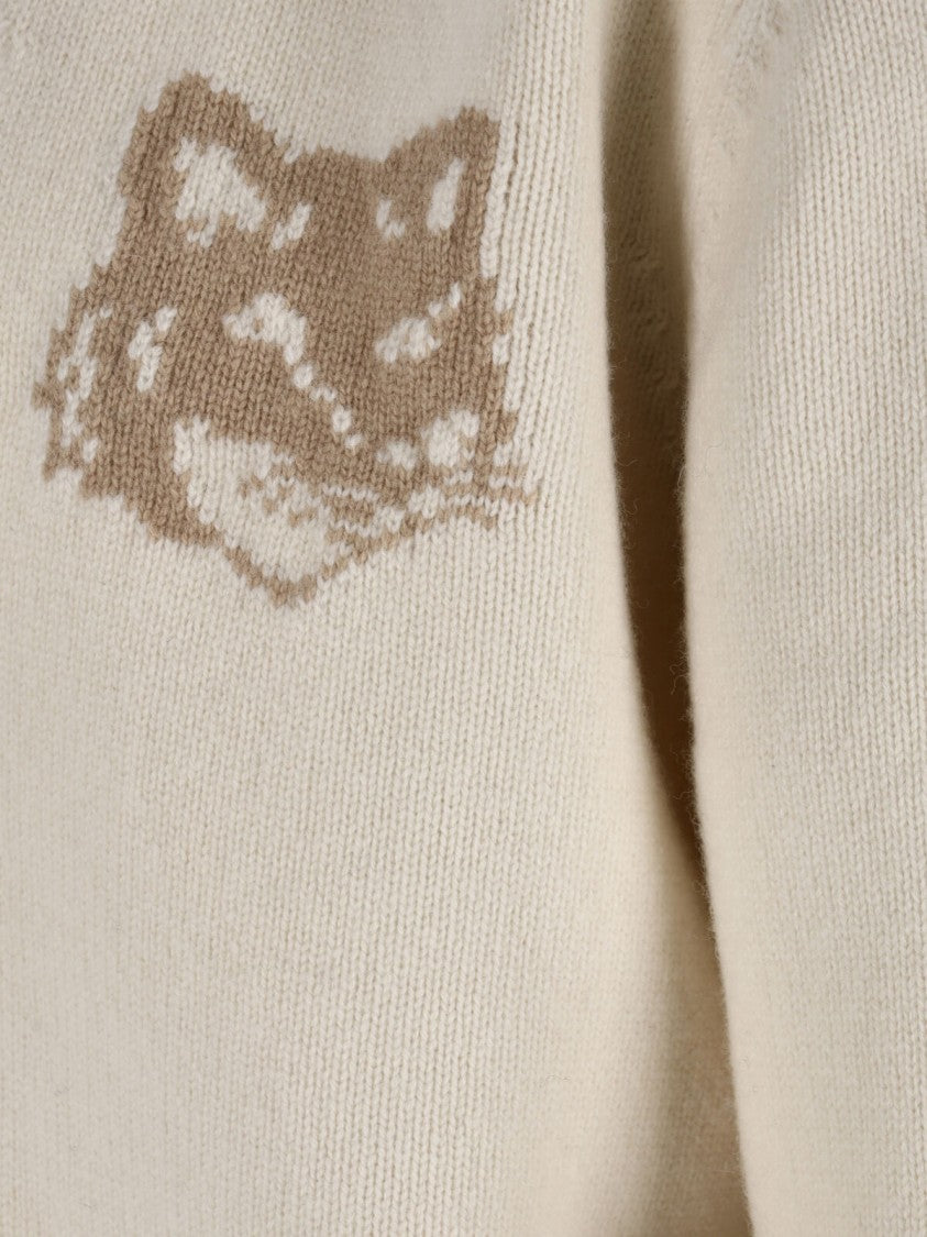 Maison Kitsuné Timeless White Knit Sweater