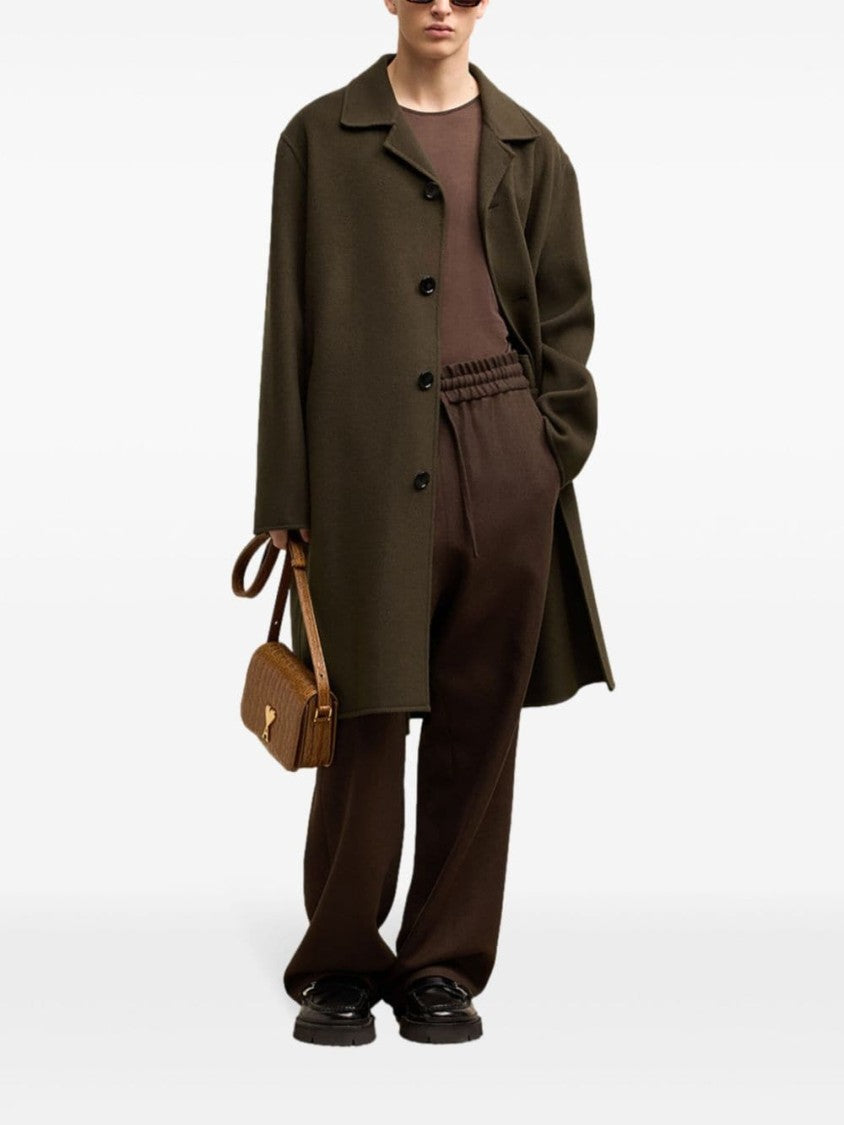 Ami Paris Coffee Brown Wool-Cashmere Blend Coat