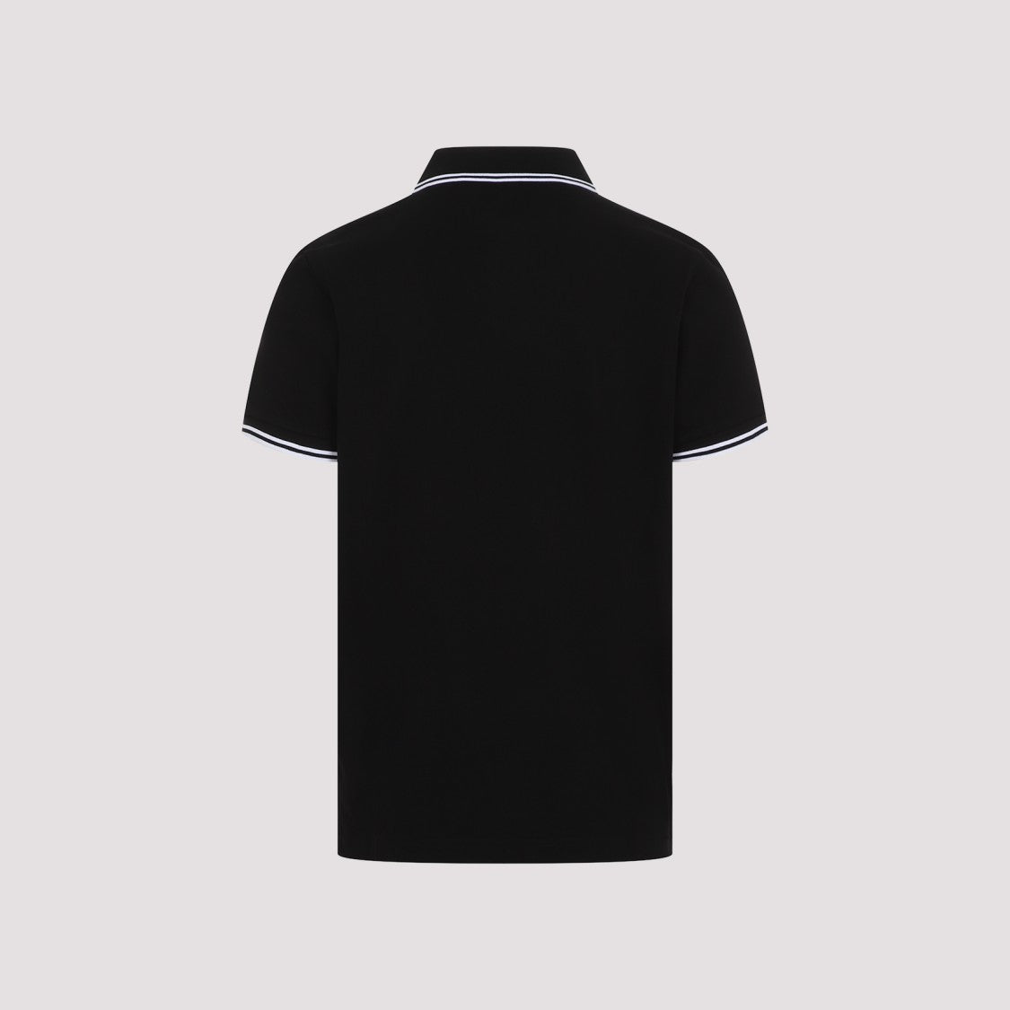 Moncler Classic Black Polo Shirt With Ribbed Collar