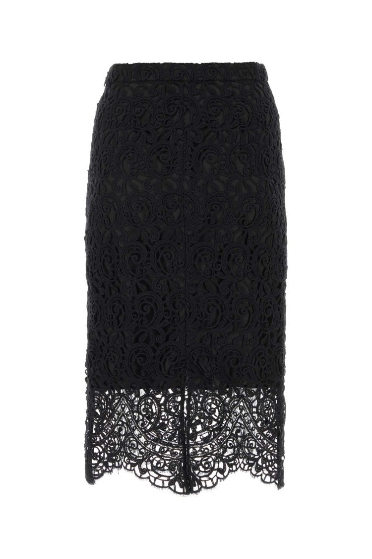 Burberry Black Macrame Lace Skirt