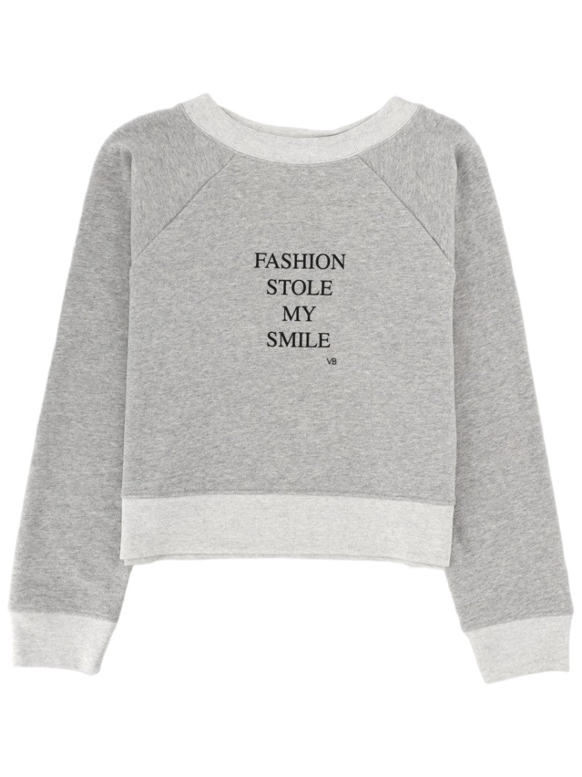 Victoria Beckham Typography Cropped Cotton-Blend Sweatshirt