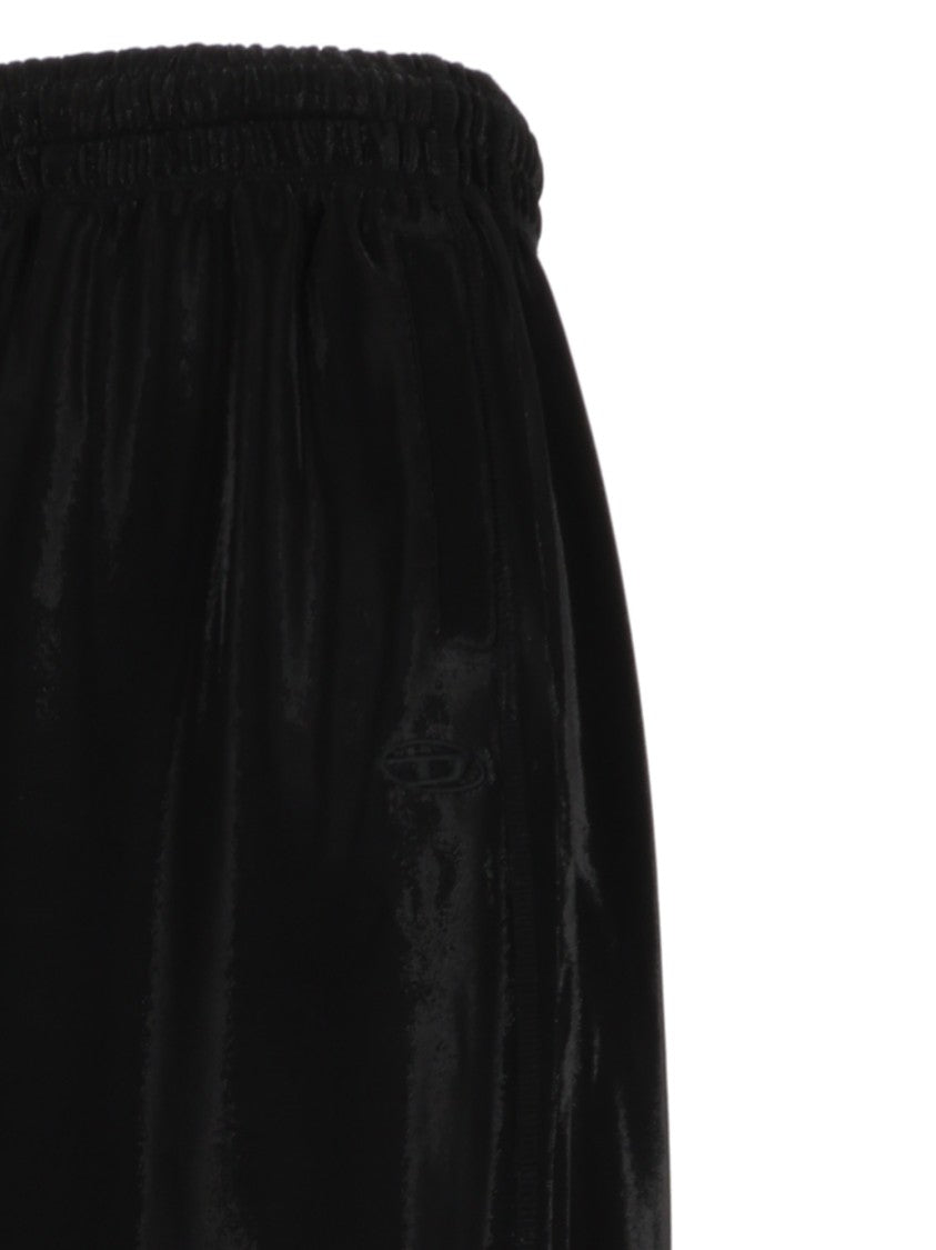 Diesel Cropped Glossy Elastic-Waist Wide-Leg Pants