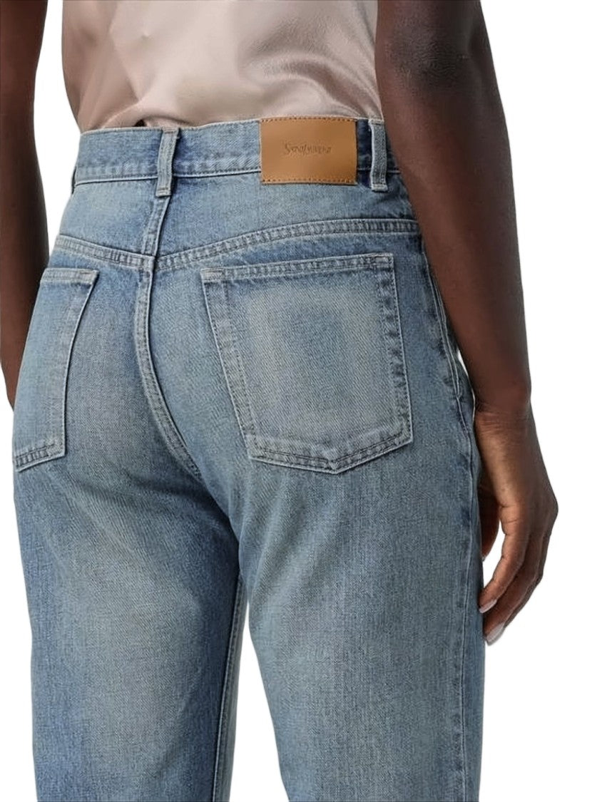 Saint Laurent Straight-Leg Light Blue Denim Pants