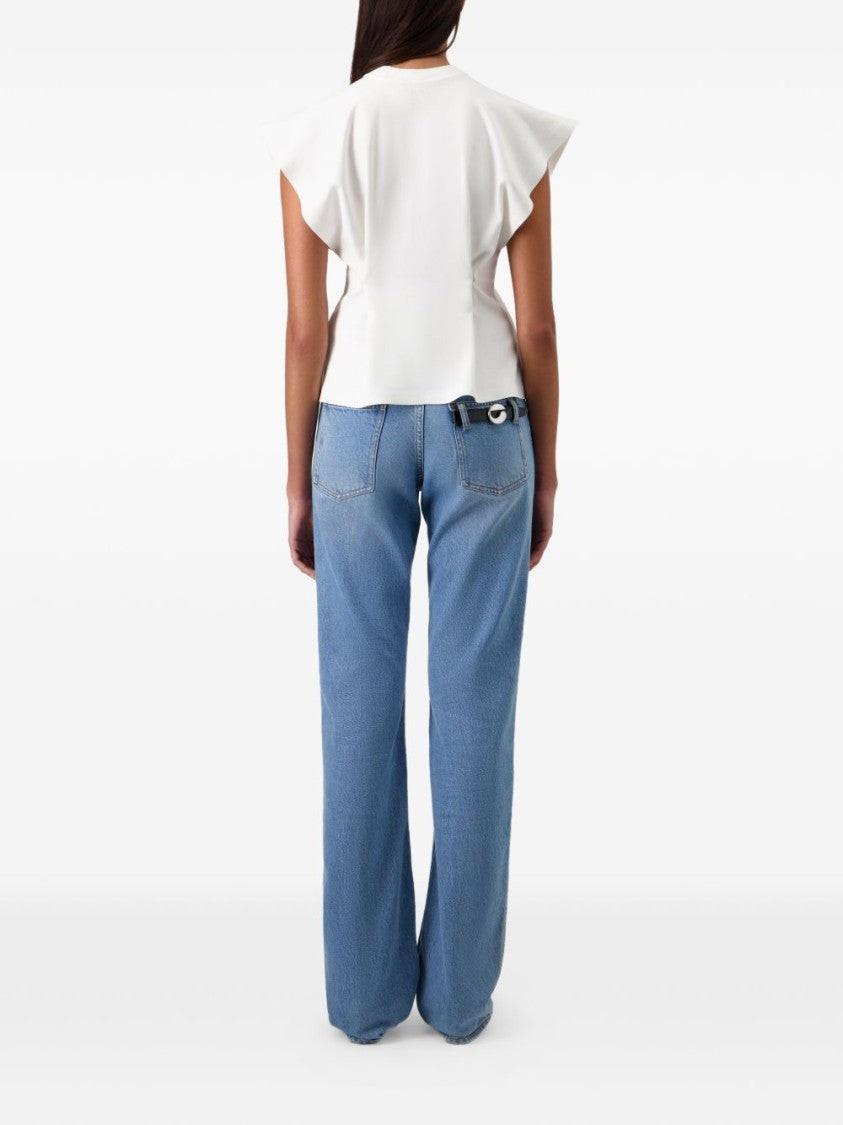 Coperni Cap Sleeve White Top With Adjustable Snap Buttons
