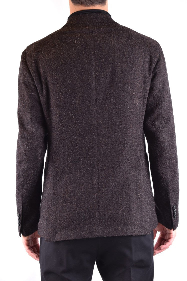 Tagliatore Tailored Brown Textured Blazer With Two-Button Closure