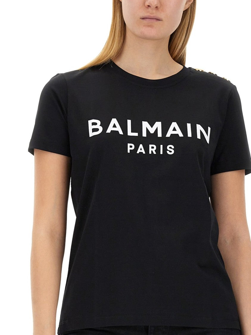 Balmain Classic Logo Print Black T-Shirt