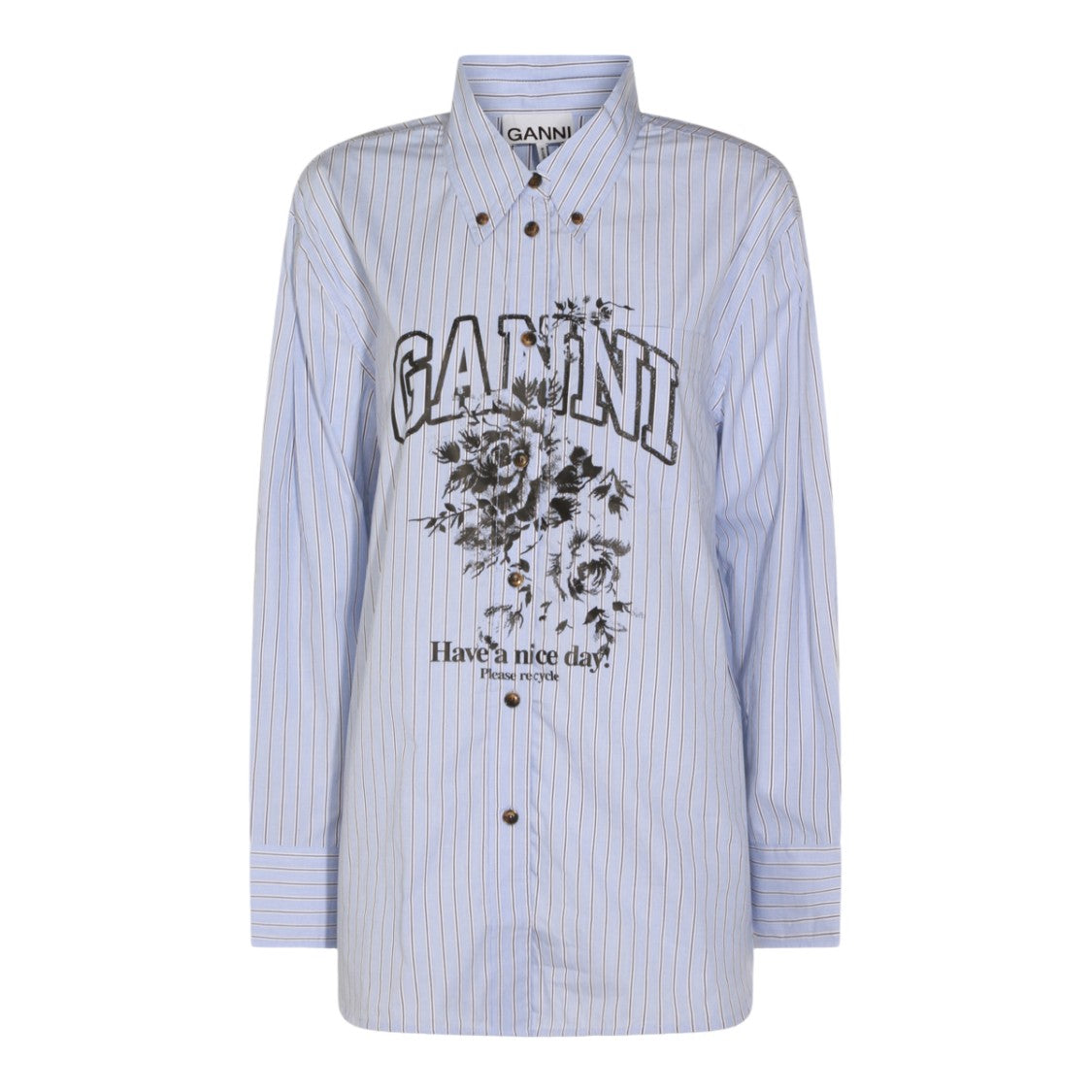 Ganni Long-Sleeved White Shirt