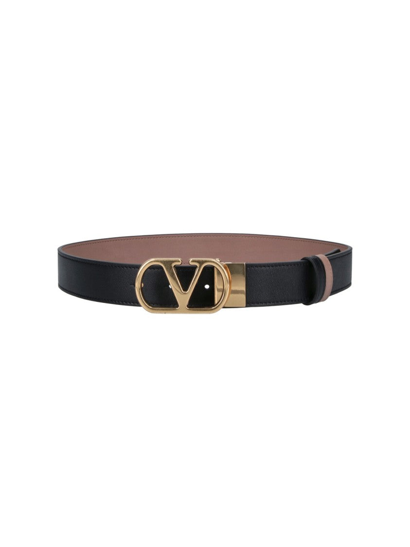 Valentino Garavani Black Reversible Vlogo Signature Calfskin Belt