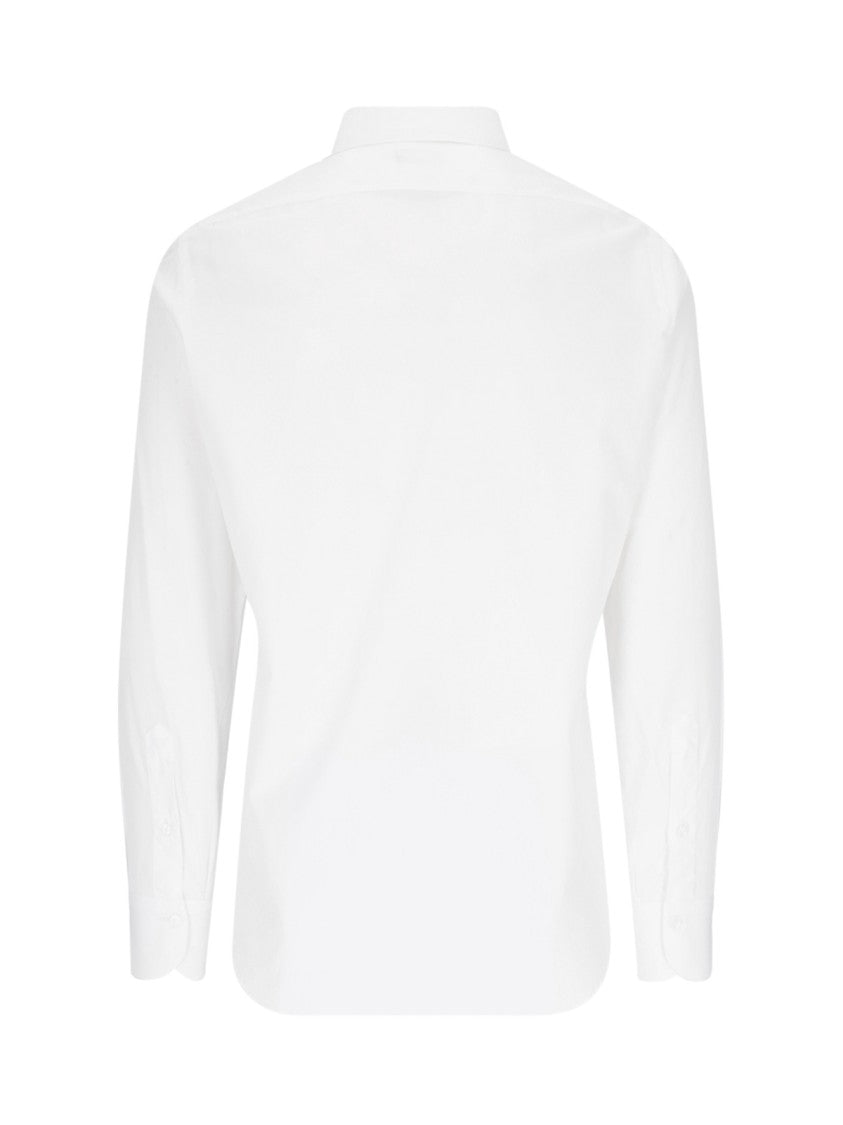 Finamore Classic White Cotton Shirt With Traditional Collar