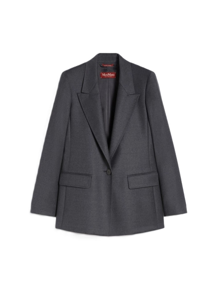 Max Mara Structured Grey Tailored Blazer With Flap Pockets