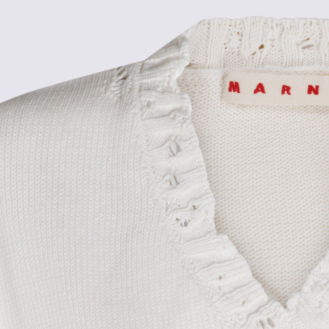 Marni Sleeveless White Cotton Knit Top