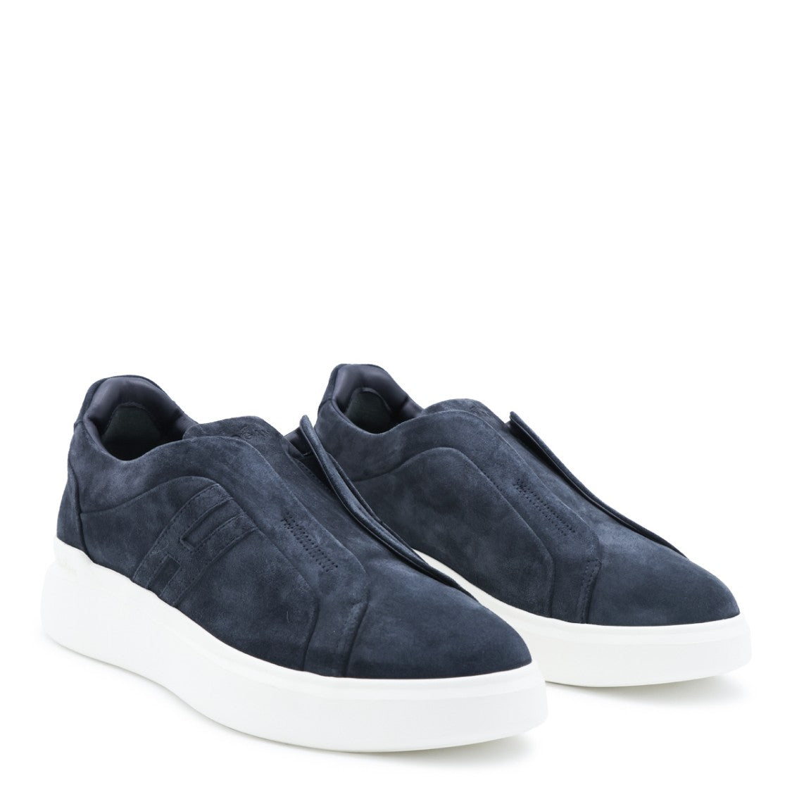 Hogan Blue Suede Slip-On Sneakers With Tonal Logo Detailing