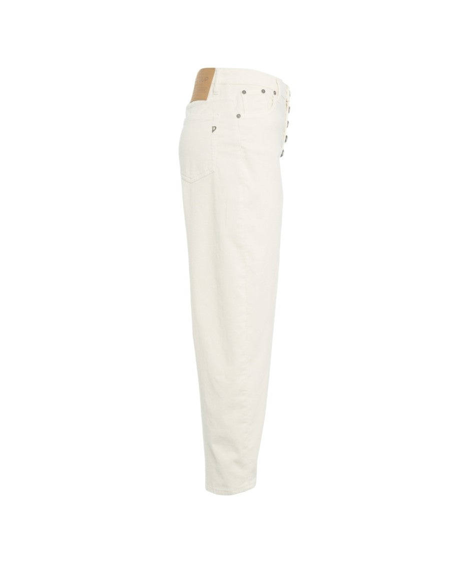 Dondup High Waist Relaxed Fit Trousers With Decorative Buttons