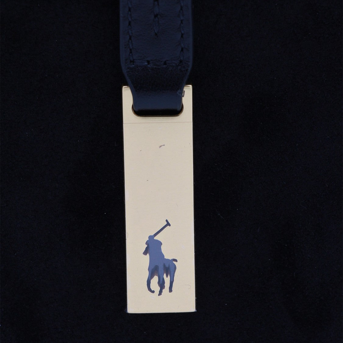 Polo Ralph Lauren Crescent-Shaped Handbag In Black Suede With Gold Accents