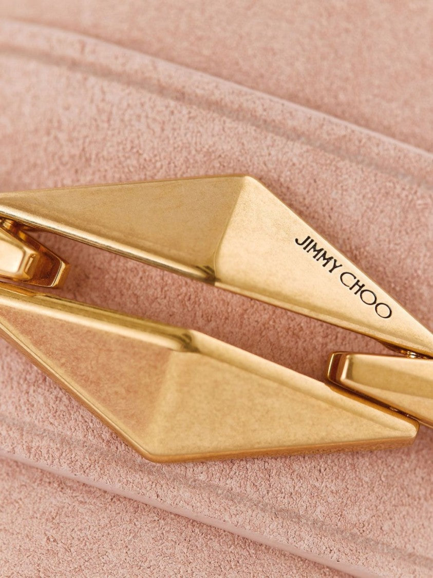 Jimmy Choo Suede Finish Loafers With Gold-Tone Embellishment And Block Heel