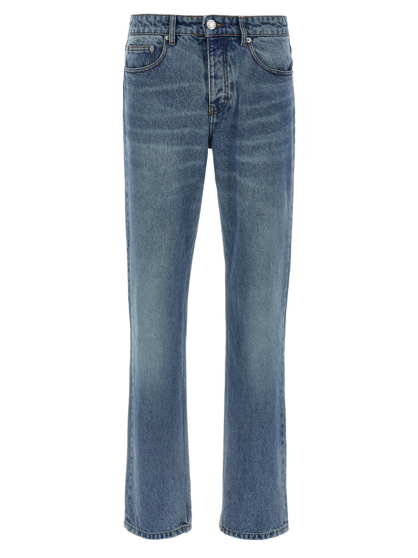Ami Delavé Finish Straight Leg Denim Jeans With Button Closure