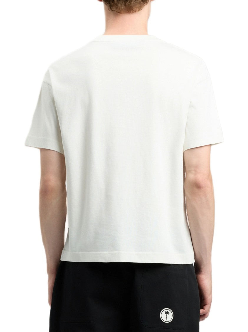 Palm Angels Graphic-Embellished White T-Shirt With Relaxed Fit