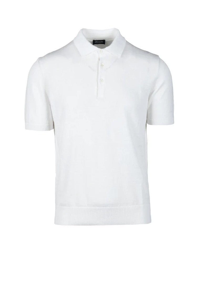 Drumohr Linen Cotton Knit Polo - White