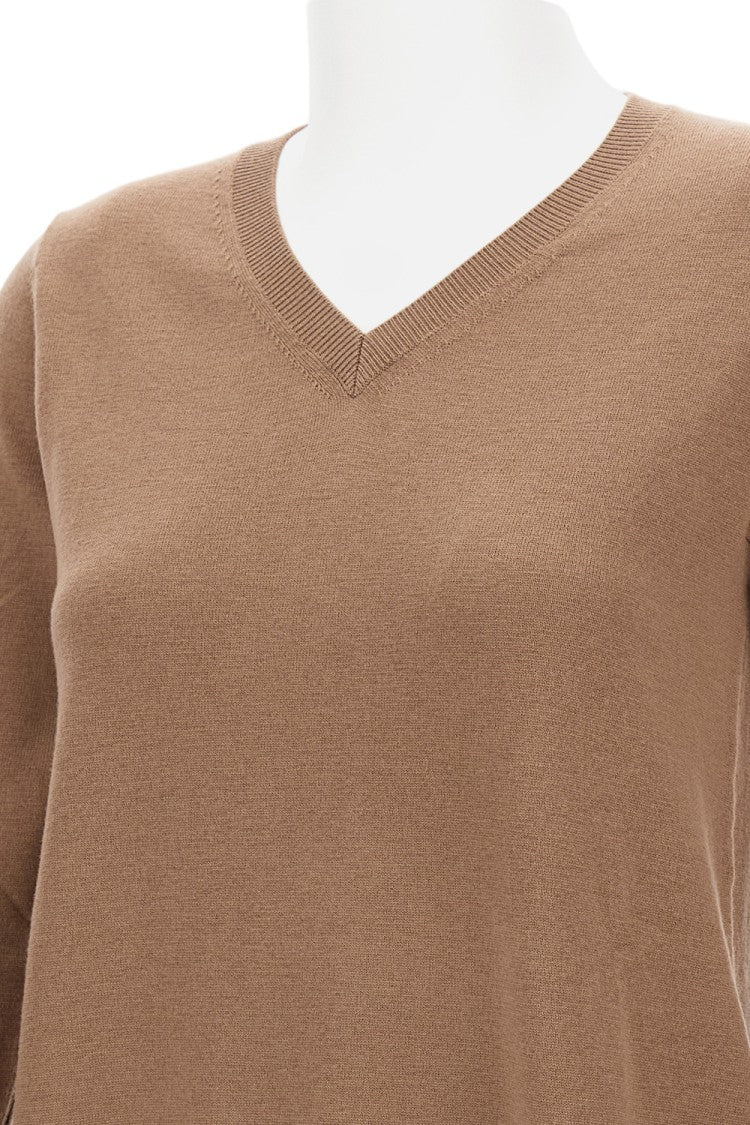 Max Mara V-Neck Wool Jumper With Ribbed Hem