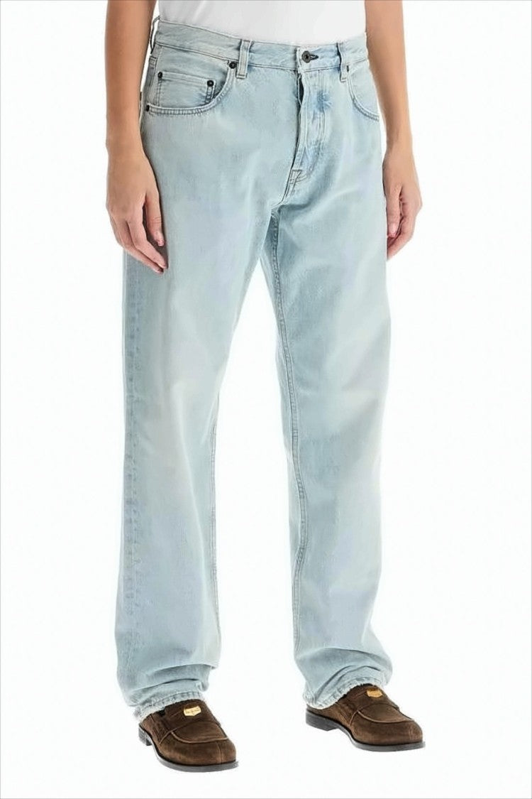 Miu Miu Light Blue Denim Pants With Relaxed Fit