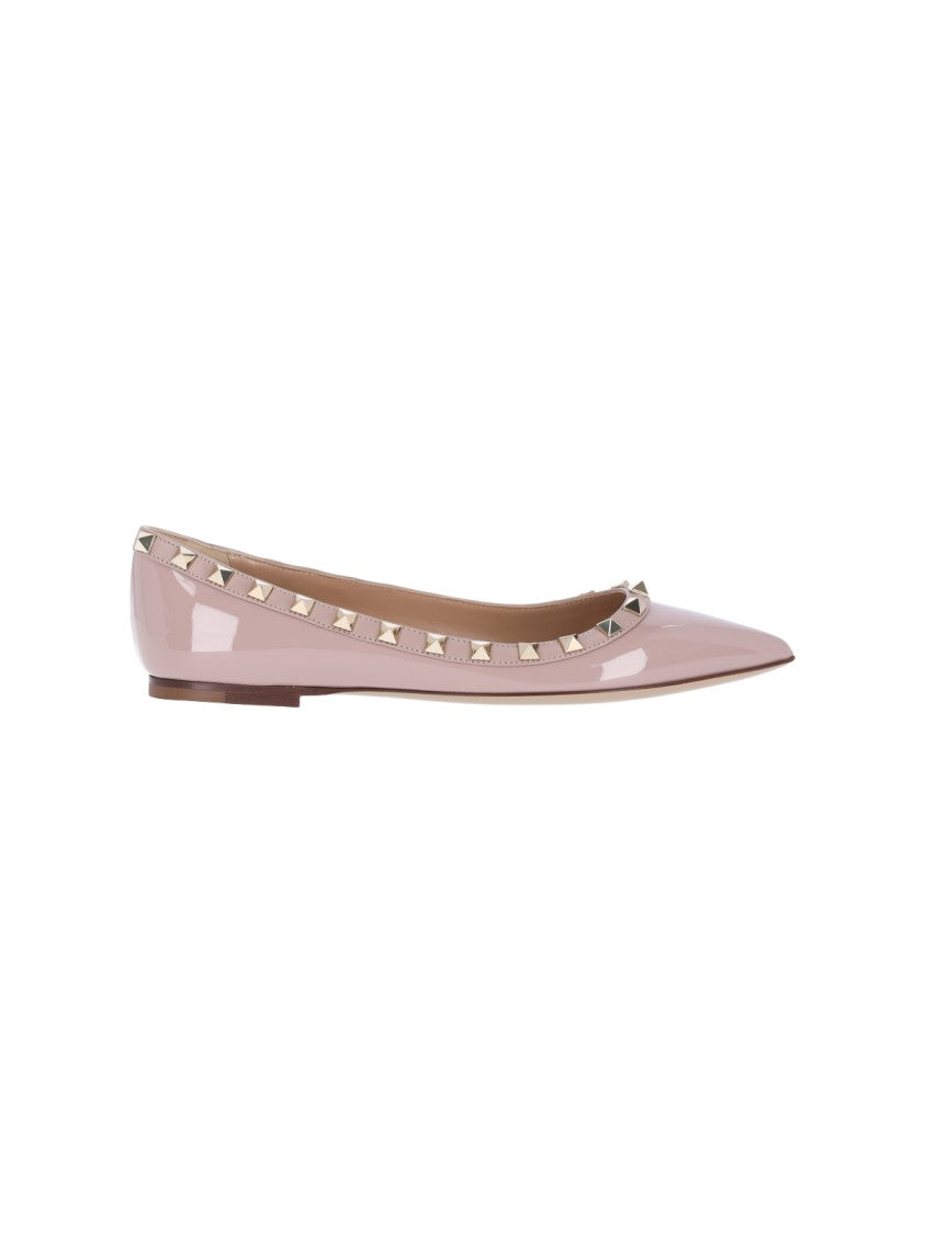 Valentino Garavani Pink Rockstud Patent Leather Pointed Flats