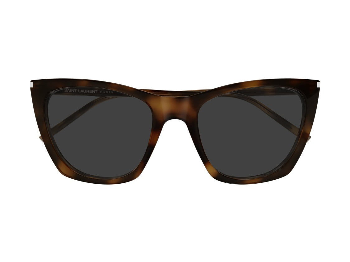 Saint Laurent Sl 214 Kate Thin Metallic Tortoiseshell Oversized Cat-Eye Sunglasses