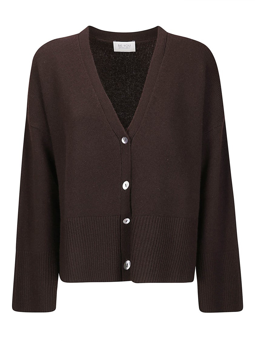 Be You Short Cashmere Cardigan With Front Buttons And V-Neckline
