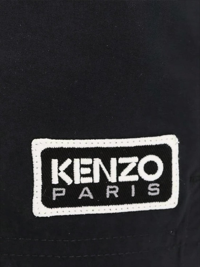 Kenzo Minimalist Black Swim Shorts With Elastic Waistband