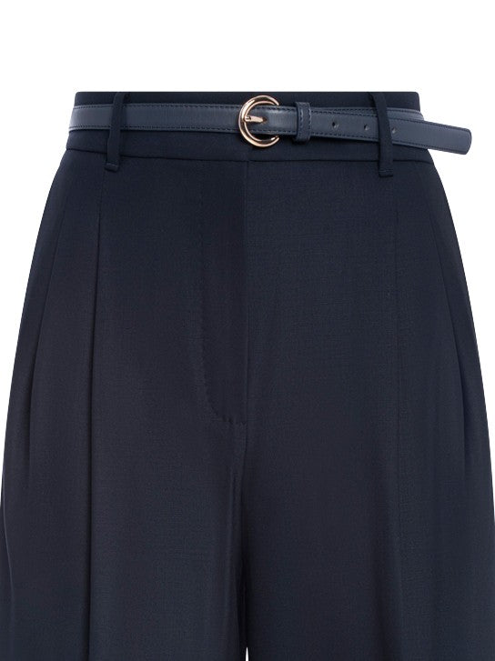 Max Mara Tailored Blue Stretch Wool Twill Trousers