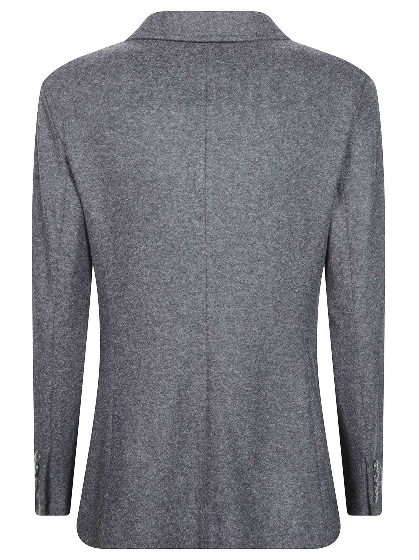 Circolo Medium Grey Slim-Fit Single-Breasted Jacket In Alpaca