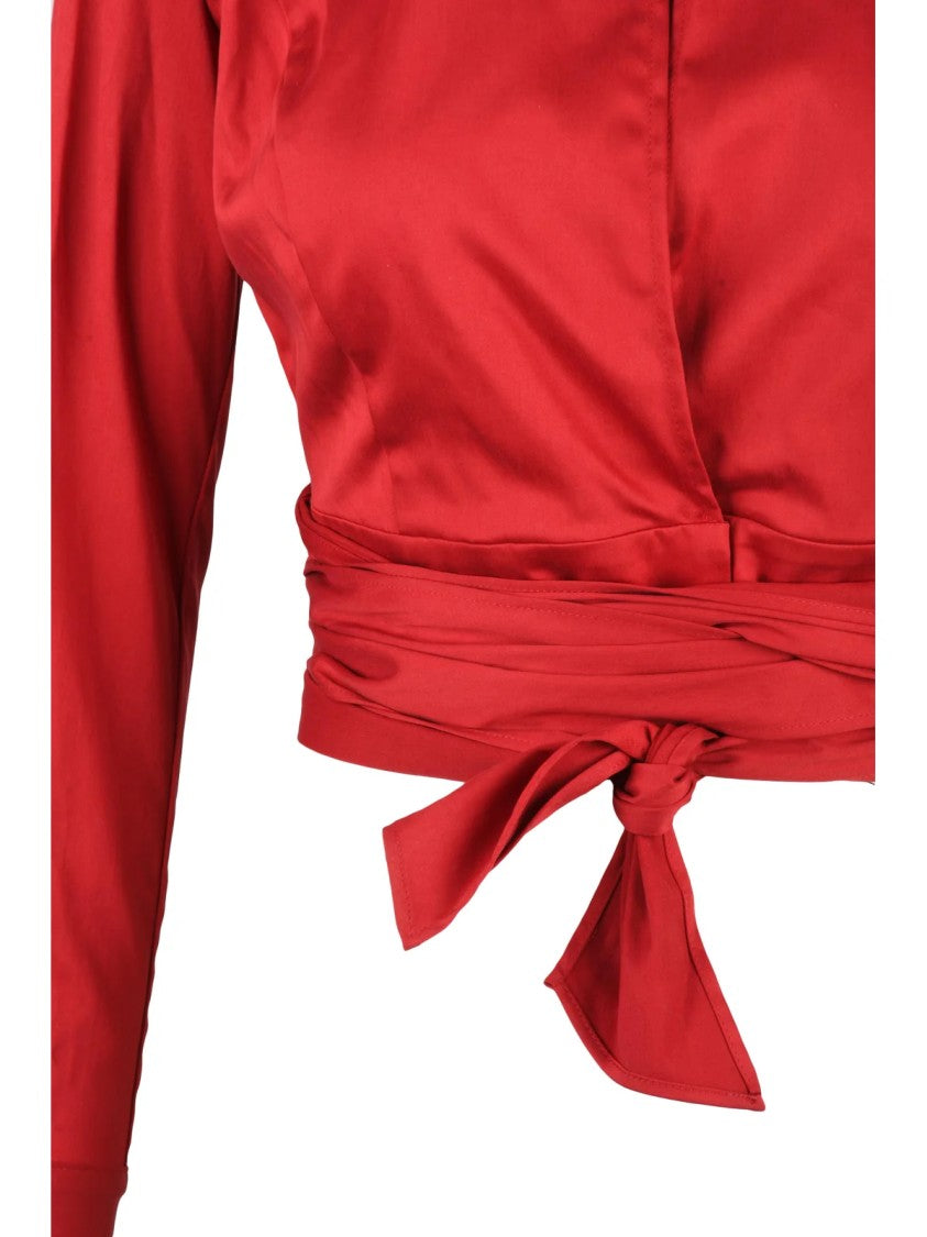 Elisabetta Franchi Red Lycra Elastane Cropped Shirt With Sash