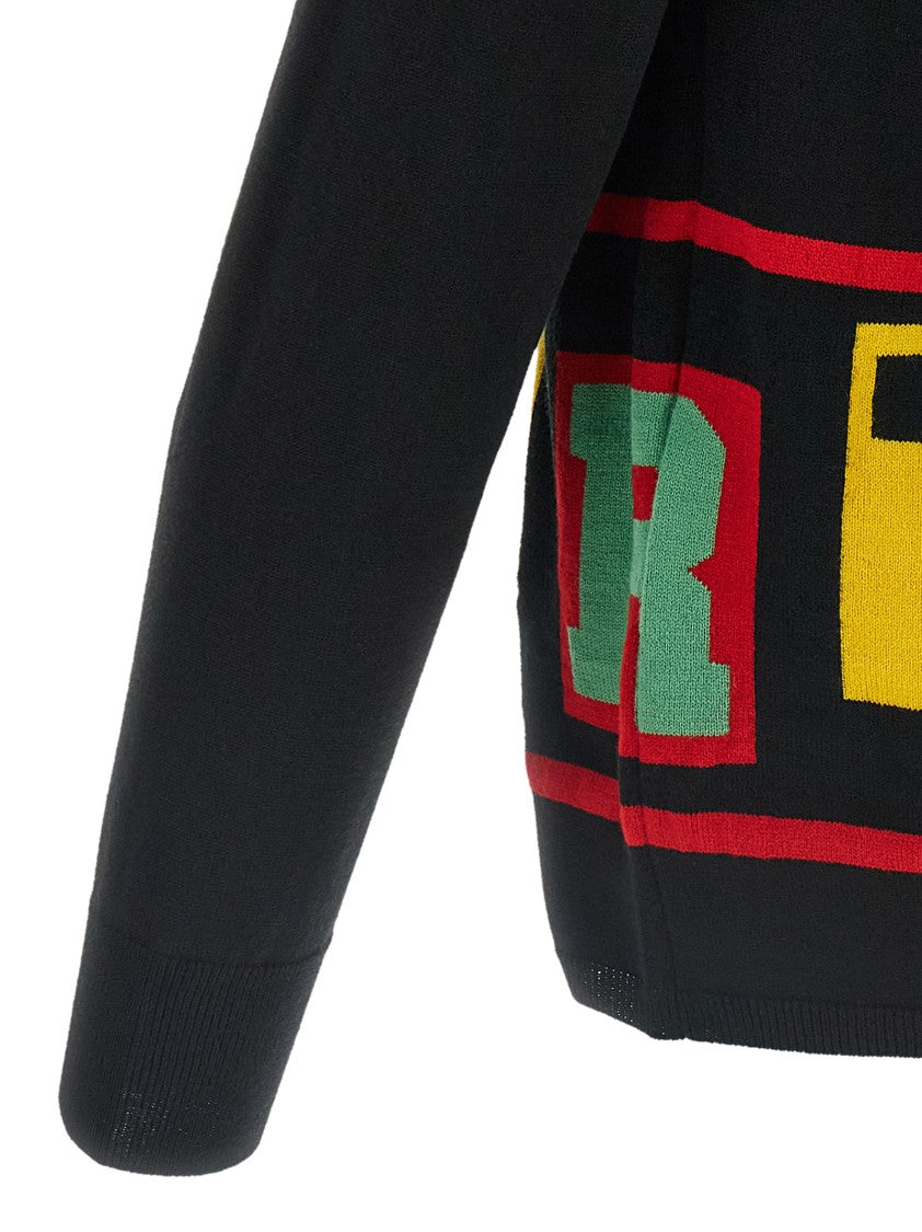 Comme Des Garçons Intarsia Knit Sweater With Colorful Lettering