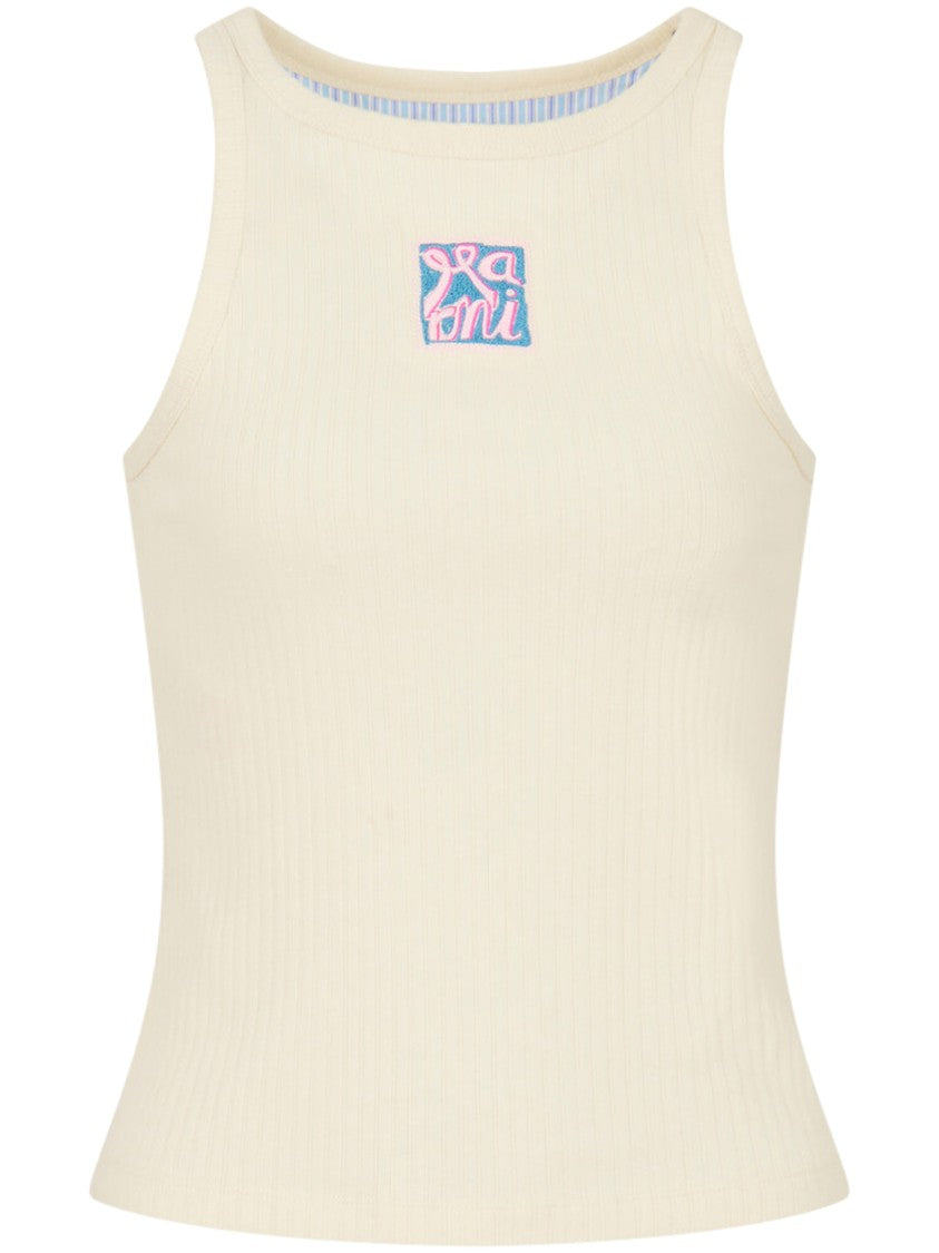 Marni Ribbed Sleeveless Tank Top With Abstract Patch