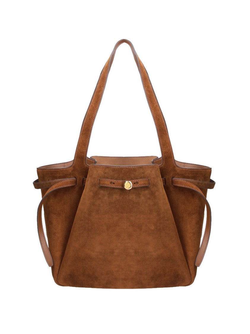 Tory Burch Brown Romy Suede Leather Tote Bag