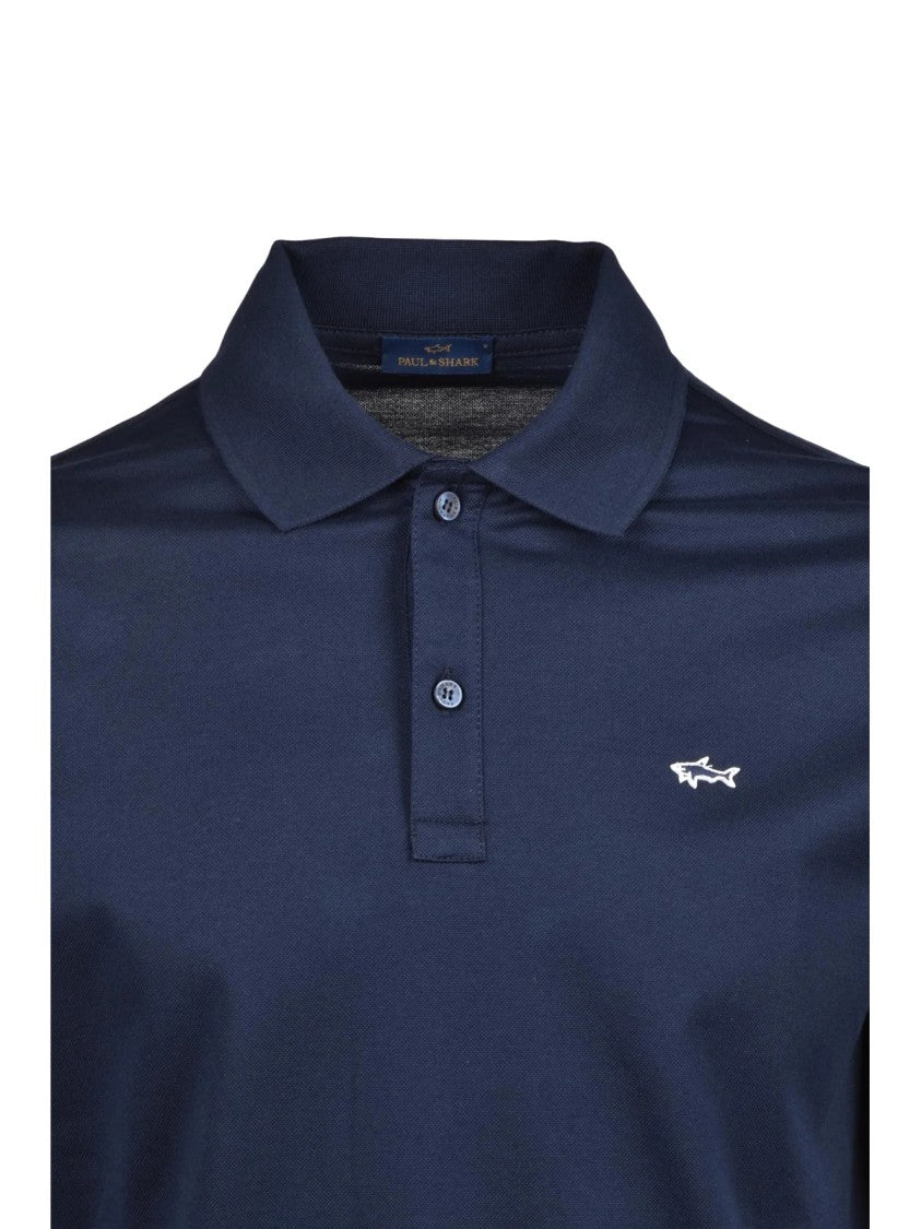 Paul & Shark Blue Cotton Embroidered Polo Shirt
