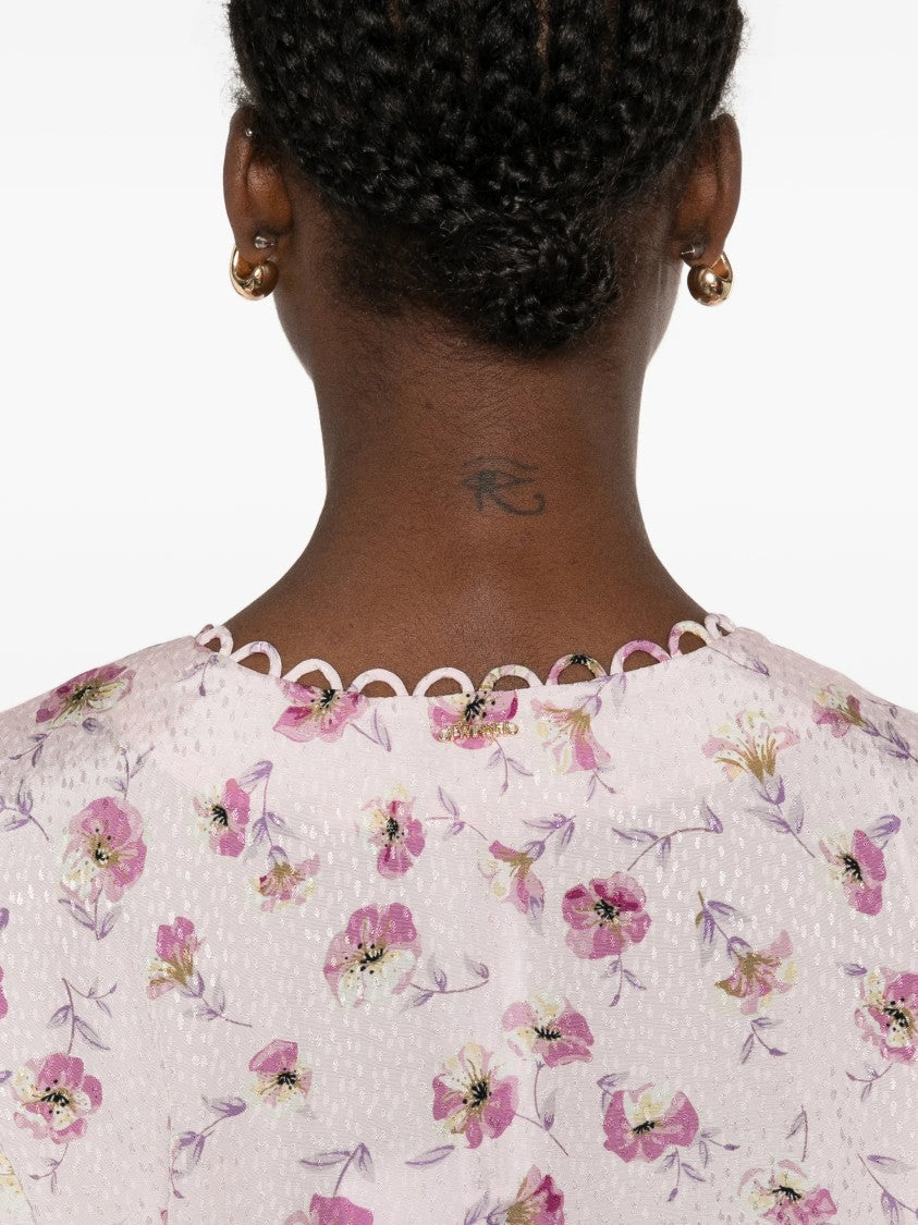 Twin-Set Lightweight Viscose Flower Print Blouse Top
