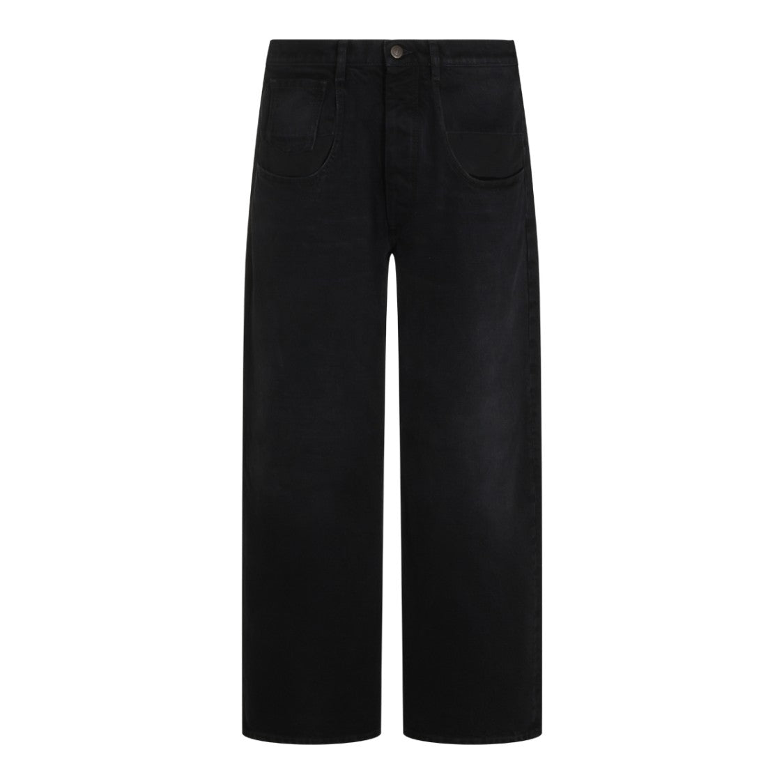 Maison Margiela High Belted Waist Wide-Leg Pants Denim - Anthracite