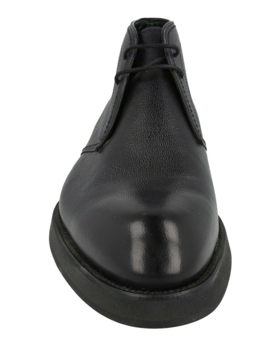 Brioni Ankle-Length Desert Leather Boots With Pebbled Finish