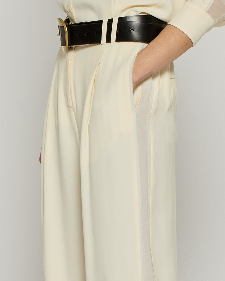 Serena Bute Serena Trouser With Georgette Trim - Cream