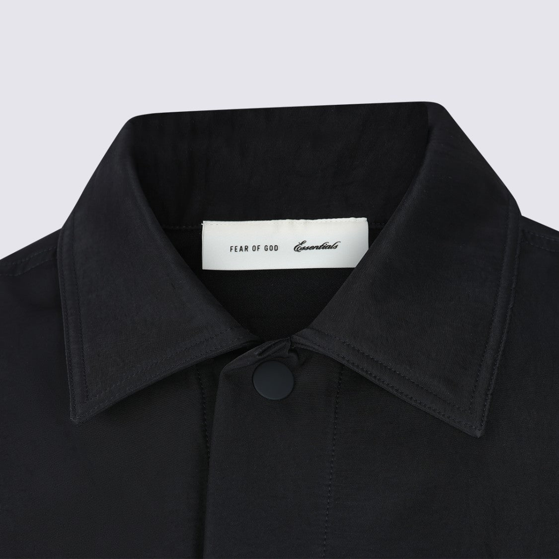 Fear Of God Essentials Structured Black Jacket With Classic Collar And Button-Down Front