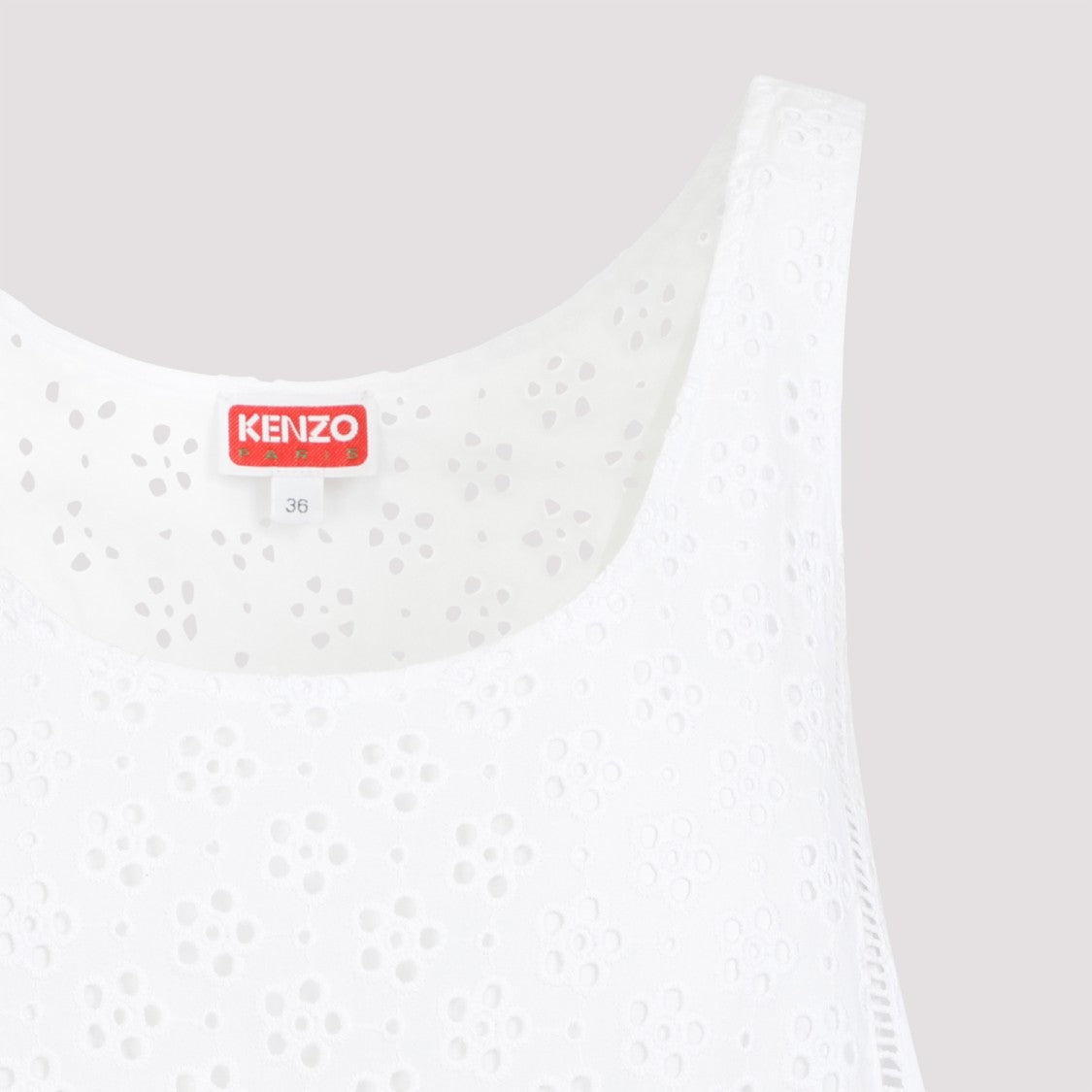 Kenzo Broderie Anglaise White Cotton Mini Dress