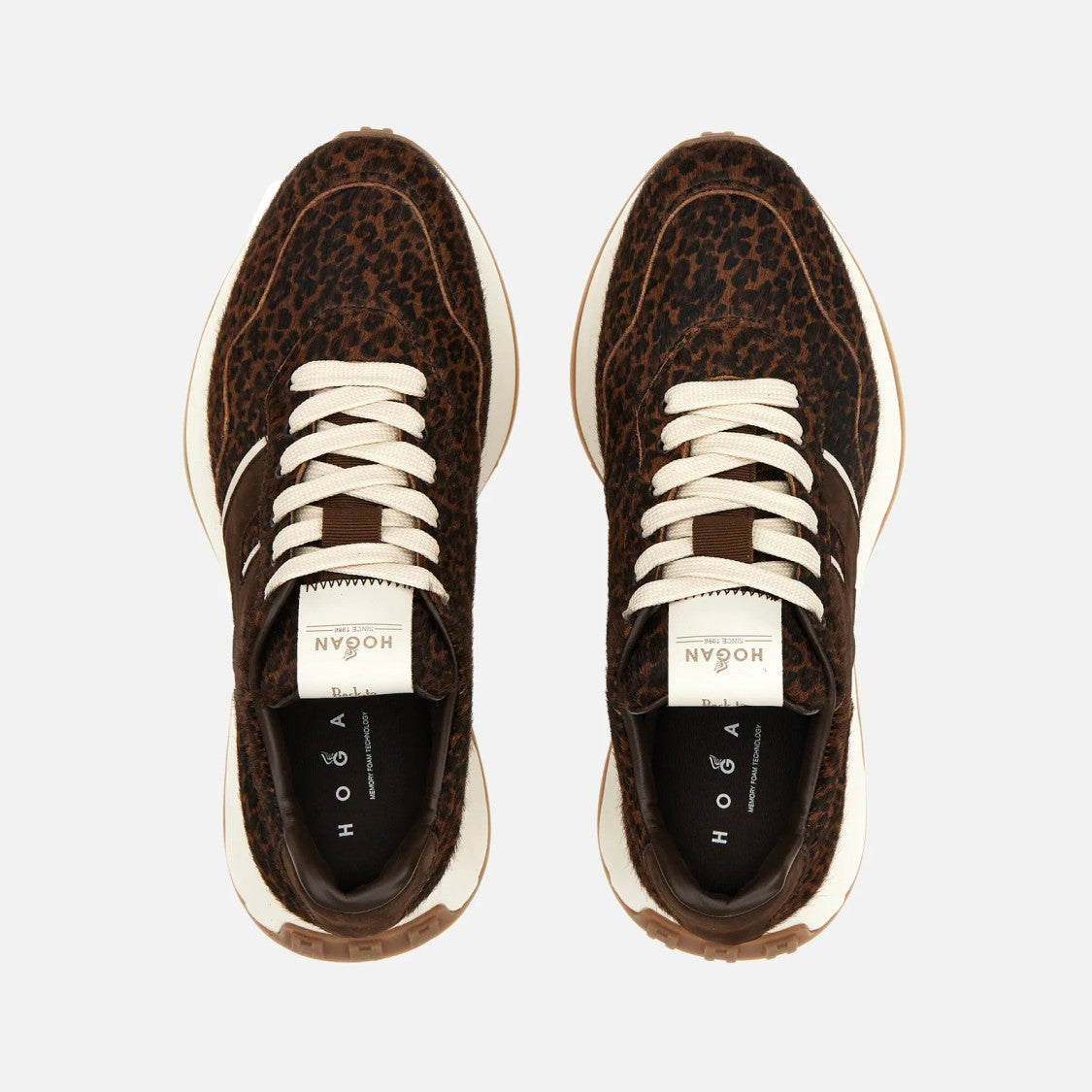 Hogan Leopard Print Dark Brown Suede Sneakers